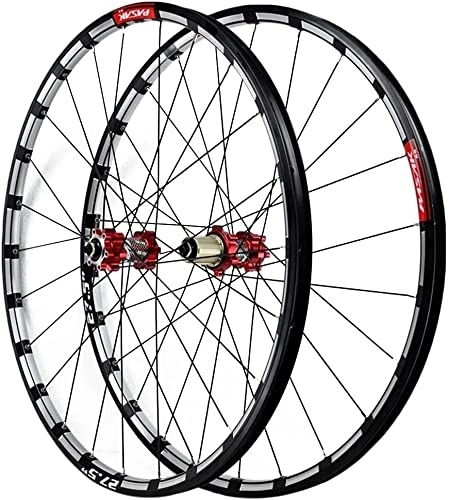 Mountain Bike Wheel : ZECHAO 26 / 27.5 Inch Mountain Bike Wheels, Thru Axle / Quick Release Disc Brake Freewheel Rim 7 8 9 10 11 12 Speed Cassette Sealed Bearings Wheelset (Color : Red-QR, Size : 26INCH)