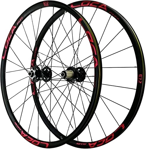Mountain Bike Wheel : ZECHAO 26 / 27.5 Inch MTB Bicycle Wheelset, Double Walled Aluminum Alloy Disc Brake 24H Rim Wheel for 7-11 Speed Mountain Bike Wheels Wheelset (Color : Red, Size : 27.5inch)