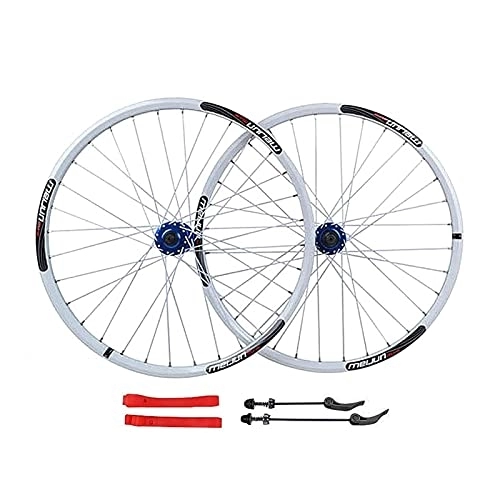 Mountain Bike Wheel : ZECHAO 26 Inch Cycling Wheels, Mountain Bike Disc Brake Wheel 32 H Before and After Aluminum Alloy Bicycle Wheels QR Sealed Bearing Wheelset (Color : White, Size : 26INCH)