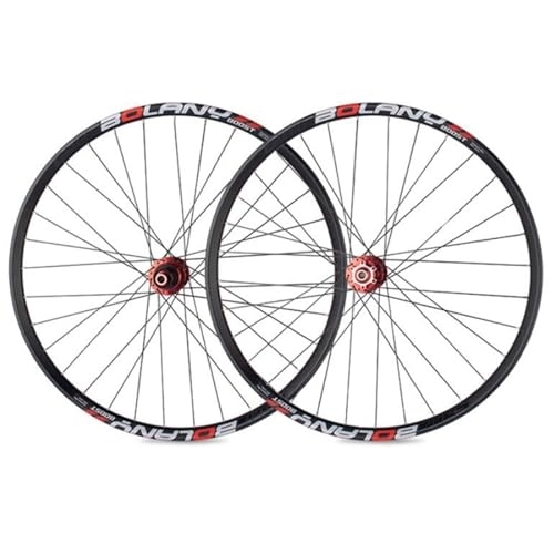 Mountain Bike Wheel : ZECHAO 27.5 29in Mountain Bike Wheels, Thru-Axle Aluminum Alloy 32H Spokes Front 2 Rear 4 Bearings Six Claw Tower Base Double Wall Rims Wheelset (Color : Red, Size : 27.5inch)