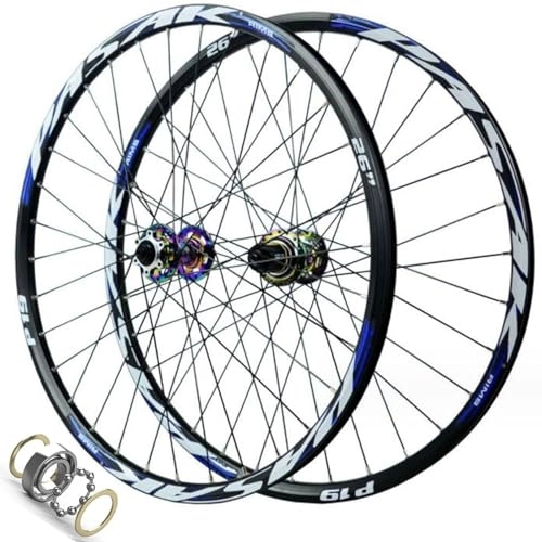 Mountain Bike Wheel : ZECHAO Aluminum Alloy 24" Mountain Bike Wheels, 26 27.5 29in Double Wall Front 2 Rear 4 Bearings 32 Spokes Disc Brake 7 / 8 / 9 / 10 / 11 / 12 Speed (Color : THRU AXLE, Size : 27.5inch)
