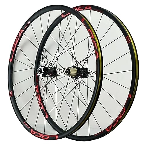 Mountain Bike Wheel : ZECHAO Bicycle Mountain Bike 26 / 27.5 / 29in Rims, Aluminum Alloy Disc Brake 24 Holes Bike Hub Fit for 8-11S Cassette Quick Release Bike Wheel Wheelset (Color : Black red, Size : 27.5inch)