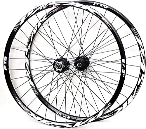 Mountain Bike Wheel : ZECHAO Bike Wheelset, 26 / 27.5 / 29inch Mountain Bike Wheel Disc Brake Wheel Set Quick Release Palin Bearing 7 / 8 / 9 / 10 / 11 Speed Wheelset (Color : Black, Size : 27.5inch)