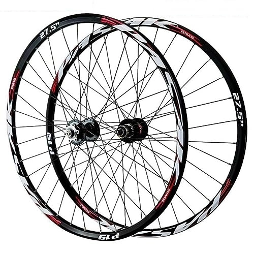 Mountain Bike Wheel : ZECHAO Disc Brake 26 27.5 29in Mountain Bike Wheel, Double Wall Aluminum Alloy 32 Holes 7 / 8 / 9 / 10 / 11 Speed Sealed Bearing QR Bicycle Rims Wheelset (Color : Black red, Size : 29inch)