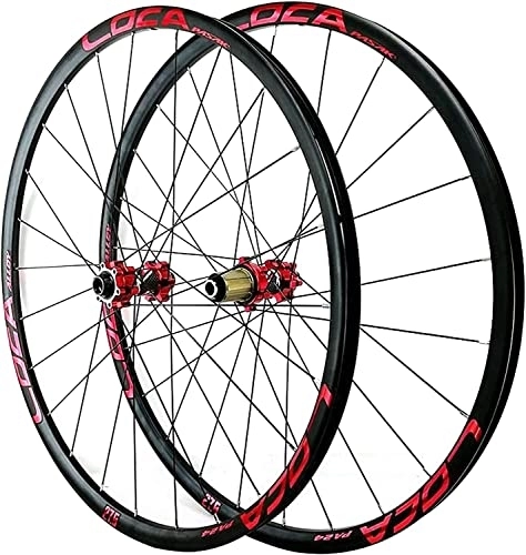 Mountain Bike Wheel : ZECHAO Mountain Bike Wheelset 26 / 27.5 / 29 Inch, Aluminum Alloy Rim 24H Disc Brake Thru Axle Front Rear Wheels fit 8 9 10 11 12 Speed Cassette Wheelset (Color : Red, Size : 27.5INCH)