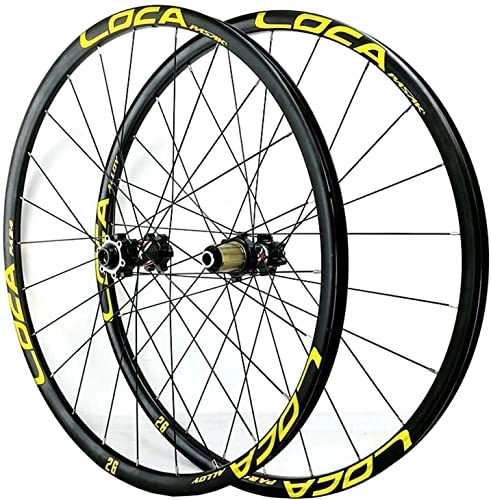 Mountain Bike Wheel : ZECHAO Mountain Bike Wheelset 26 / 27.5 / 29in Bicycle Front Rear Wheel Thru axle Aluminum Disc Brake 8 / 9 / 10 / 11 / 12 Speed Flywheel Wheelset (Color : Yellow, Size : 27.5inch)