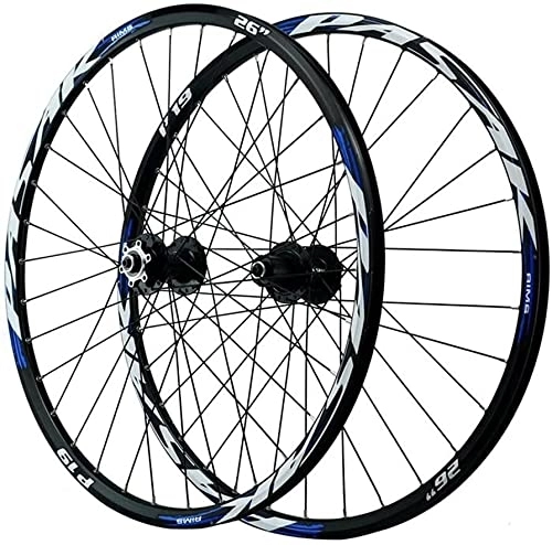 Mountain Bike Wheel : ZECHAO MTB Bicycle Wheelset 26 / 27.5 / 29In, Double Layer Alloy Rim Sealed Bearing 7-12 Speed Hub Disc Brake QR 32H Mountain Bike Wheel Wheelset (Color : Blue, Size : 26INCH)