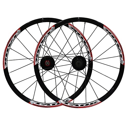 Mountain Bike Wheel : ZFF 20 Inch Mountain Bike Wheelset Folding Bicycle Wheel Small Wheel Disc Brake Quick Release Aluminum Alloy Double Wall Rims 7 8 9 Speed 20 Holes (Color : A)