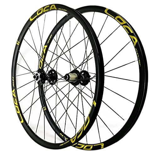 Mountain Bike Wheel : ZFF 26 / 27.5 / 29" Mountain Bike Wheelset Quick Release MTB Wheel Disc Brake Wheels 7 / 8 / 9 / 10 / 11 / 12 Speed Cassette Freewheel Flat Bar 24 Holes (Color : Yellow 2, Size : 27.5in)