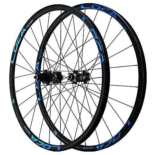 Mountain Bike Wheel : ZFF 26 / 27.5 / 29" Mountain Bike Wheelsets Aluminum Alloy Rim MTB Wheels Quick Release Disc Brakes 24Holes Bike Wheel Micro Spline 12 Speed (Color : Blue, Size : 29in)