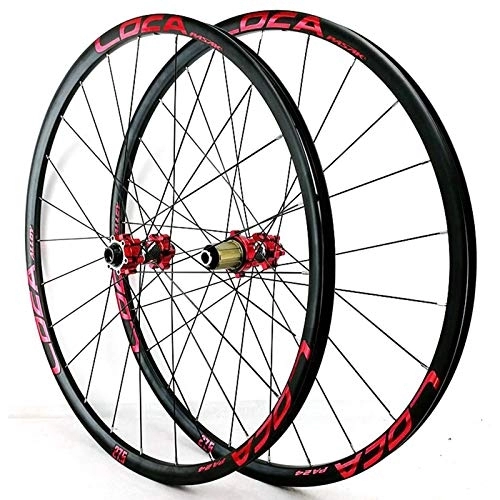 Mountain Bike Wheel : ZFF 26 / 27.5 / 29in Bicycle Wheelset Hybrid Mountain Bike Wheels MTB Rim Disc Brake Front & Rear Wheel Thru axle 8 / 9 / 10 / 11 / 12 Speed 24H (Color : Red, Size : 26in)