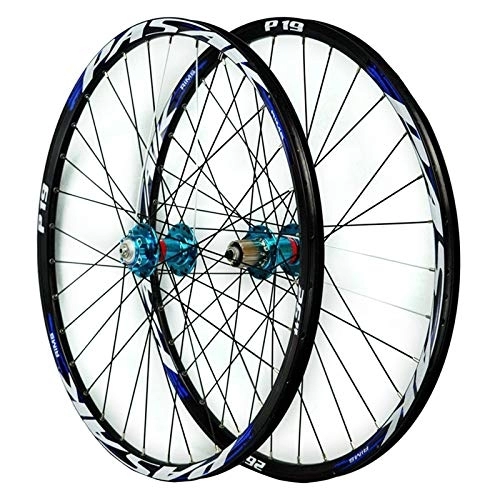 Mountain Bike Wheel : ZFF 26 / 27.5 / 29inch Mountain Bike Wheelset Disc Brake Sealed Bearing Front Rear Wheel Double Wall Rim QR 7 / 8 / 9 / 10 / 11 Speed 32 Holes (Color : Blue, Size : 26in)