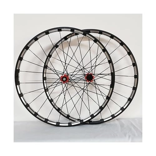 Mountain Bike Wheel : ZFF 26 / 27.5 / 29inch MTB Wheelset Disc Brake Thru Axle Mountain Bike Wheel Aluminum Alloy Double Wall Rim Front And Rear Wheel 7 / 8 / 9 / 10 / 11 / 12 Speed Cassette 24holes (Color : Red, Size : 27.5'')