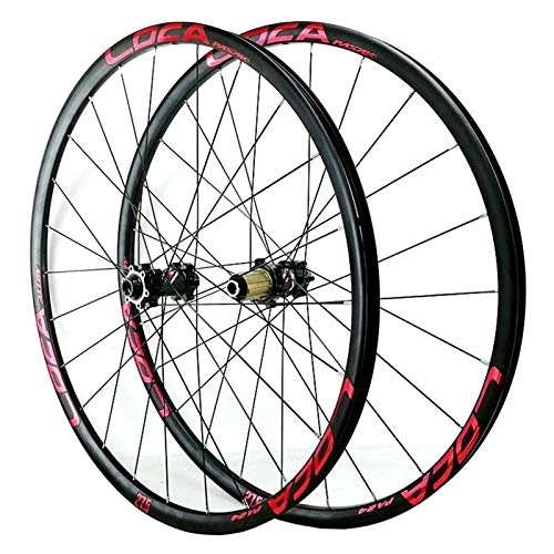 Mountain Bike Wheel : ZFF 26 / 27.5 / 29inch MTB Wheelset Mountain Bike Front & Rear Wheel Thru Axle Disc Brake Road Bike 8 9 10 11 12 Speed 24 Hole Matte (Color : Red 2, Size : 27.5in)