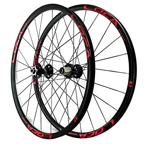 Mountain Bike Wheel : ZFF 26 27.5 Inch Mtb Wheelset Six Nail Disc Brake Mountain Bike Front Rear Wheel Aluminium Rim 8 9 10 11 12 Speed Quick Release 24 Holes (Color : Red 1, Size : 26in)