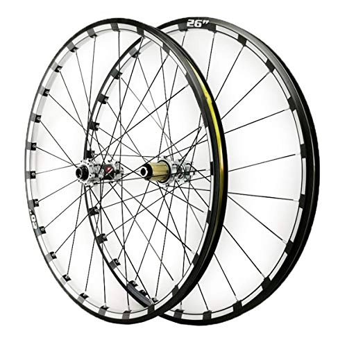 Mountain Bike Wheel : ZFF 26 27.5inch MTB Front And Rear Wheel Disc Brake Mountain Bike Wheelset Thru Axle Double Wall 7 8 9 10 11 12 Speed 24 Holes (Color : C, Size : 26in)