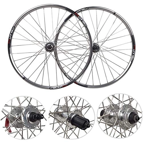 Mountain Bike Wheel : ZFF 26 Inch Mountain Bike Disc Brake Wheelset Bicycle Wheel Aluminum Alloy Rim 7 / 8 / 9 Speed Cassette Quick Release 32 Hole (Color : Silver)
