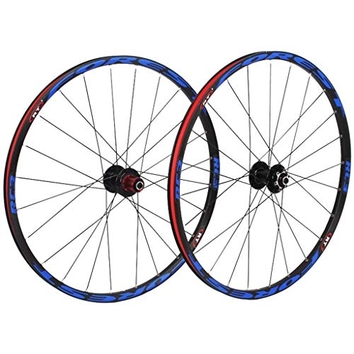 Mountain Bike Wheel : ZFF 26inch, 27.5inch Mountain Bike Wheel BLUE HUBS And Decals DISC BRAKE ONLY Wheels, 7, 8, 9, 10 SPEED CASSETTE TYPE (Color : Blue, Size : 26inch)