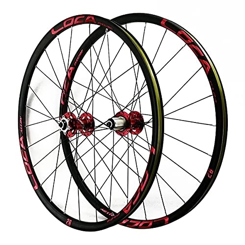 Mountain Bike Wheel : ZFF Mountain Bicycle Wheelset 26 / 27.5 / 29 Inch Disc Brakes Double Wall MTB Rim Mountain Wheels Quick Release For 7 / 8 / 9 / 10 / 11 / 12 Speed Cassette Freewheel (Color : Red 1, Size : 29in)