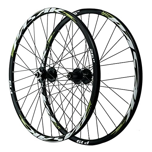 Mountain Bike Wheel : ZFF Mountain Bike MTB Wheelset 26 / 27.5 / 29 Inch Alloy Disc Brake Sealed Bearing Quick Release Bicycle Wheel 7-12 Speed Cassette Freewheel 32holes Rim (Color : Green, Size : 27.5in)