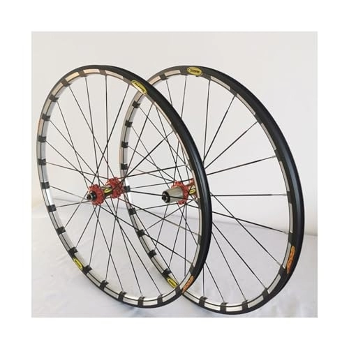 Mountain Bike Wheel : ZFF Mountain Bike Wheel 26 / 27.5 / 29 Inch Aluminum Alloy Double Wall Rim Disc Brake MTB Wheelset Quick Release Fit 7 / 8 / 9 / 10 / 11 Speed Cassette Bicycle Wheelset 24 Holes (Color : Red, Size : 27.5'')