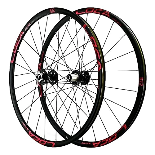 Mountain Bike Wheel : ZFF Mountain Bike Wheelset 26" / 27.5" / 29", Disc Brake MTB Wheelset For 7-12 Speed Cassette, Double Wall Aluminum Alloy Rim Bicycle Wheels Quick Release, 24H (Color : Red, Size : 26in)