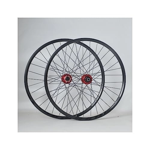 Mountain Bike Wheel : ZFF Mountain Bike Wheelset 26 / 27.5 / 29 Inch Aluminum Alloy Rim 32H Disc Brake MTB Wheelset Quick Release Front Rear Wheels Fit 7 / 8 / 9 / 10 / 11 / 12 Speed Cassette Bicycle Wheelset (Color : Red, Size : 27.5