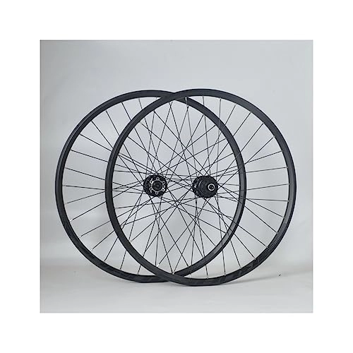 Mountain Bike Wheel : ZFF Mountain Bike Wheelset 26 / 27.5 / 29 Inch Aluminum Alloy Rim 32H Disc Brake MTB Wheelset Quick Release Front Rear Wheels Fit 7 / 8 / 9 / 10 / 11 / 12 Speed Cassette Bicycle Wheelset (Color : Svart, Size : 29