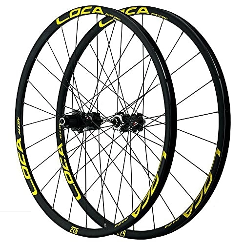 Mountain Bike Wheel : ZFF Mountain Bike Wheelset 26 / 27.5 / 29 Inch Aluminum Alloy Rim Disc Brake MTB Wheels Quick Release Front Rear Wheel Micro Spline 12 Speed 24Holes (Color : Yellow, Size : 29in)