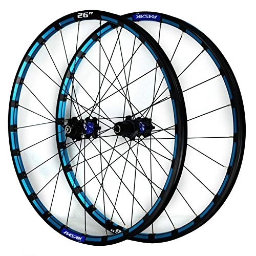 Mountain Bike Wheel : ZFF Mountain Bike Wheelset 26 / 27.5 Inch CNC Color Rim Disc Brake Mtb Front Rear Wheel 7 8 9 10 11 12 Speed Cassette Quick Release (Color : Blue a, Size : 27.5in)