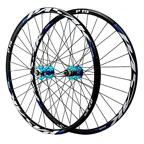 Mountain Bike Wheel : ZFF MTB 26 / 27.5 / 29inch Mountain Bike Wheelset Disc Brake Double Wall Rim Quick Release 7 8 9 10 11 Speed Cassette Freewheel 32 Holes (Color : Blue, Size : 29in)