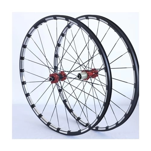 Mountain Bike Wheel : ZFF MTB Wheelset 26 27.5 29inch Disc Brake Quick Release Mountain Bike Front & Rear Wheel Aluminum Alloy Double Wall Rim 7 / 8 / 9 / 10 / 11 Speed Cassette 24 Holes (Color : Red, Size : 26'')