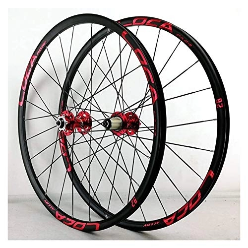 Mountain Bike Wheel : ZFF MTB Wheelset 26 / 27.5in Ultralight Aluminum Alloy Disc / V Brake Quick Release Cycling Wheels 8 / 9 / 10 / 11 / 12 Speed (Color : Red, Size : 27.5in)