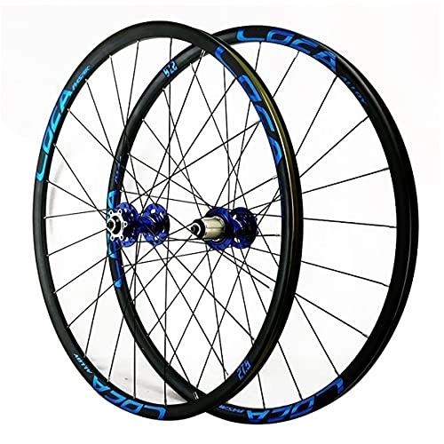 Mountain Bike Wheel : ZFF MTB Wheelset Mountain Bike Wheels 26in / 27.5 / 29" Disc Brake Front 2 And Rear 4 Sealed Bearing Hub QR Double Wall Aluminum Alloy Rim 7-12 Speed Cassette Freewheel (Color : Blue, Size : 26in)
