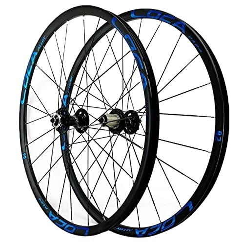 Mountain Bike Wheel : ZFF MTB Wheelset Ultralight 26 27.5 29 Inch Mountain Bike Disc Brake Wheel Quick Release Flat Bar 24 Holes 7 / 8 / 9 / 10 / 11 / 12 Speed Cassette Freewheel (Color : Blue 1, Size : 26in)