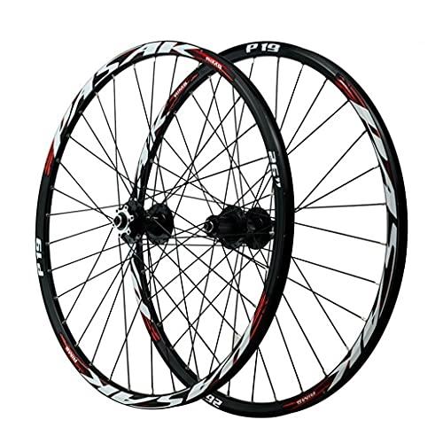 Mountain Bike Wheel : ZFF Oksmsa Bicycle Front + Rear Wheels 26 / 27.5 / 29 Inch Alloy Rim MTB Bike Wheelset 32H Disc Brake 7-12 Speed Quick Release WTB Bike Wheel (Color : Red, Size : 27.5in)