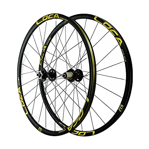 Mountain Bike Wheel : ZFF Oksmsa MTB Bicycle Wheelset 26 / 27.5 / 29 In Mountain Bike Wheel Double Layer Alloy Rim Sealed Bearing 7-12 Speed Cassette Hub Disc Brake QR 24H (Color : Gold-2, Size : 27.5in)