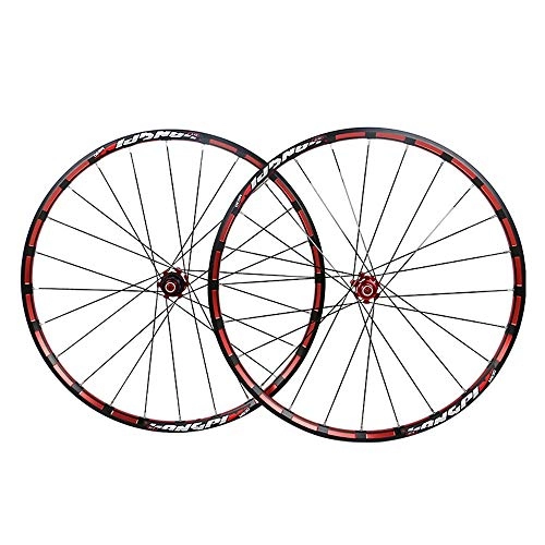 Mountain Bike Wheel : ZGQP Mountain Bike Wheel Set, Metal Wheel Palin Wheel 26 / 27.5 Inch Front And Rear Complete Set Of Drum Accessories, Front And Rear Wheel Pair (Color : Red, Size : 27.5 inches)