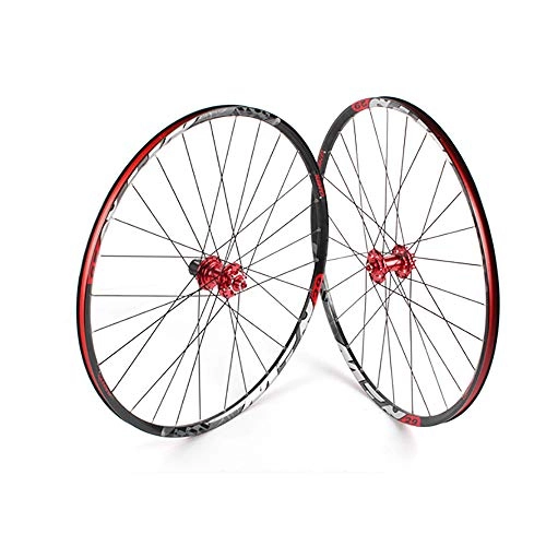 Mountain Bike Wheel : ZHENHZ 29 Inch Mountain Bike Wheelset, Disc Brake Mountain Bike Wheel Set (Front + Rear) Aluminum Alloy MTB Rim QR / THR 7-11Speed Cassette 28H, Red