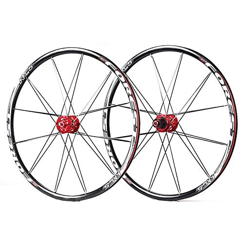 Mountain Bike Wheel : ZHENHZ Mountain Bike Wheelset, 26 / 27.5 Inch Bicycle Wheel (Front + Rear) Ultralight Aluminum Cycling Wheelset QR Disc Brake 24H Six Bolts 7-10Speed Cassette, Red, 27.5