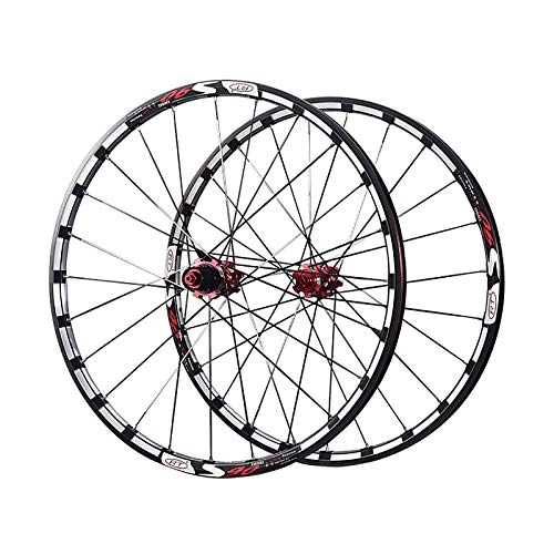Mountain Bike Wheel : ZHENHZ Mountain Bike Wheelset, 26 / 27.5 inch Bicycle Wheelset, (Front + Rear) Ultralight Aluminum Alloy MTB Rim 7-11Speed Cassette Disc Brake Six Bolts 24H, Red, 27.5