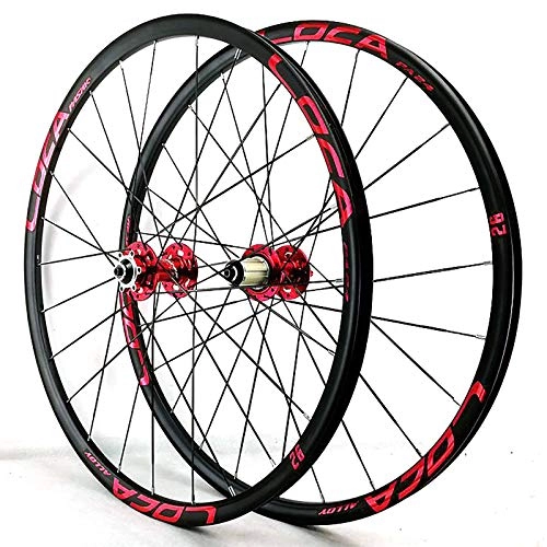 Mountain Bike Wheel : ZHENHZ Mountain Bike Wheelset 26 / 27.5 inch Double Walled Aluminum Alloy MTB Rim Bicycle Wheelset 6 Nail Disc Brake 12Speed Cassette, 24H, Quick Release, Red, 27.5