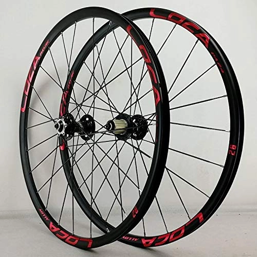 Mountain Bike Wheel : ZLYY MTB Bicycle Wheelset 26er 27.5er Disc Brake 24 Holes Flat Spokes Quick Release F5*100mm R5*135mm Mountain Bike 11s 12 Speed (Color : 27.5 Black Red)