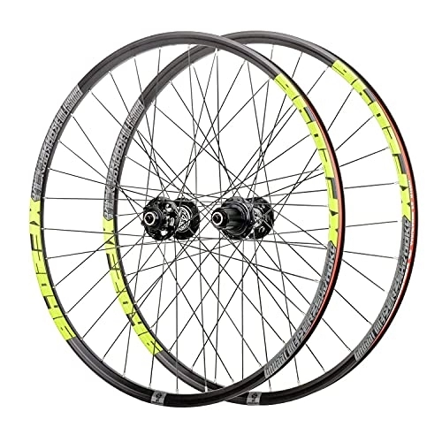 Mountain Bike Wheel : zmigrapddn 26 / 27.5 Inch Mountain Bike Bicycle Rims, Double Walled Aluminum Alloy Discbrake Quick Release Palin Bearing 8 / 9 / 10 / 11 Speed 32H (Color : Green, Size : 29 inch)