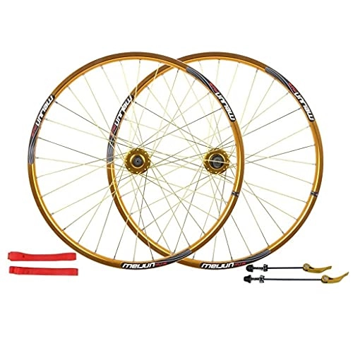 Mountain Bike Wheel : zmigrapddn 26 Inch Bike Wheelset, Double Wall MTB Rim Quick Release Hub Discbrake Racing Road Cycling Wheels 32 Hole 8 9 10 11 Speed (Color : Yellow)