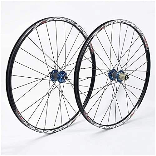 Mountain Bike Wheel : zmigrapddn 26 Inch Mountain Bike Wheels, Double Wall Aluminum Alloy Quick Release Discbrake MTB Hybrid Wheels 24 Hole 7 / 8 / 9 / 10 Speed (Color : Blue, Size : 27.5 inch)