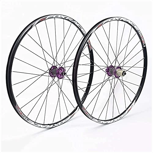 Mountain Bike Wheel : zmigrapddn 26 Inch Mountain Bike Wheels, Double Wall Aluminum Alloy Quick Release Discbrake MTB Hybrid Wheels 24 Hole 7 / 8 / 9 / 10 Speed (Color : Purple, Size : 27.5 inch)