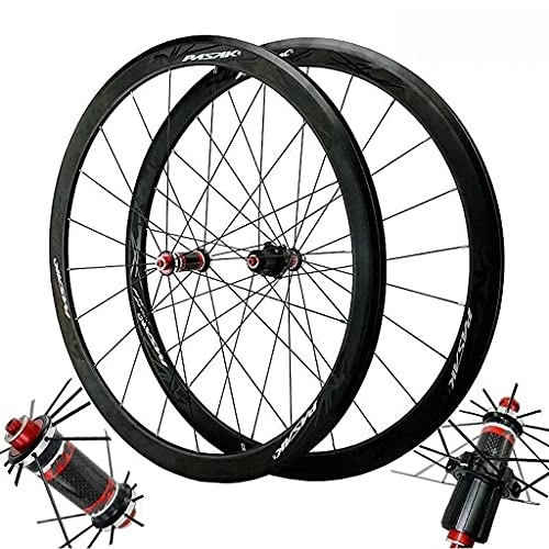 Mountain Bike Wheel : zmigrapddn 700C V-Brake Bike Wheelset, Carbon Fiber Road Racing Bicycle 40MM Cycling Wheels Hybrid / Mountain 24 Hole 7 / 8 / 9 / 10 / 11 Speed (Color : Black)