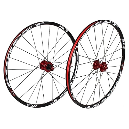 Mountain Bike Wheel : zmigrapddn MTB Bicycle Wheelset 26 Inch, Double Wall Aluminum Alloy Racing Bike Wheels Discbrake 24 Hole Compatible 8 / 9 / 10 / 11 Speed (Color : Red, Size : 27.5 inch)