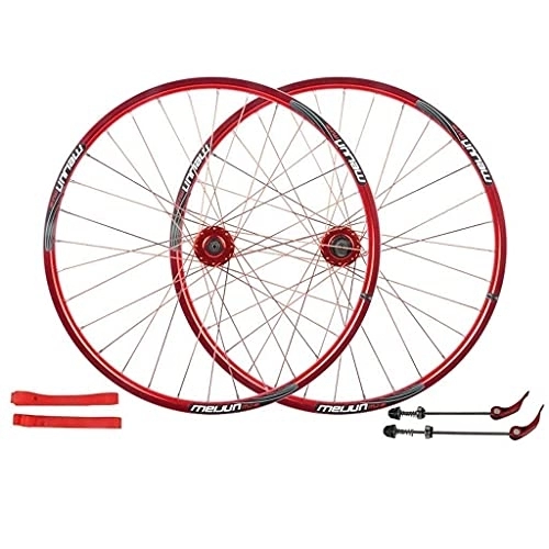 Mountain Bike Wheel : zmigrapddn MTB Bike Wheelset Cycling Wheels, 26 Inch Double Wall Quick Release Discbrake Hybrid / Mountain Rim 32 Hole 8 9 10 11 Speed (Color : Red)